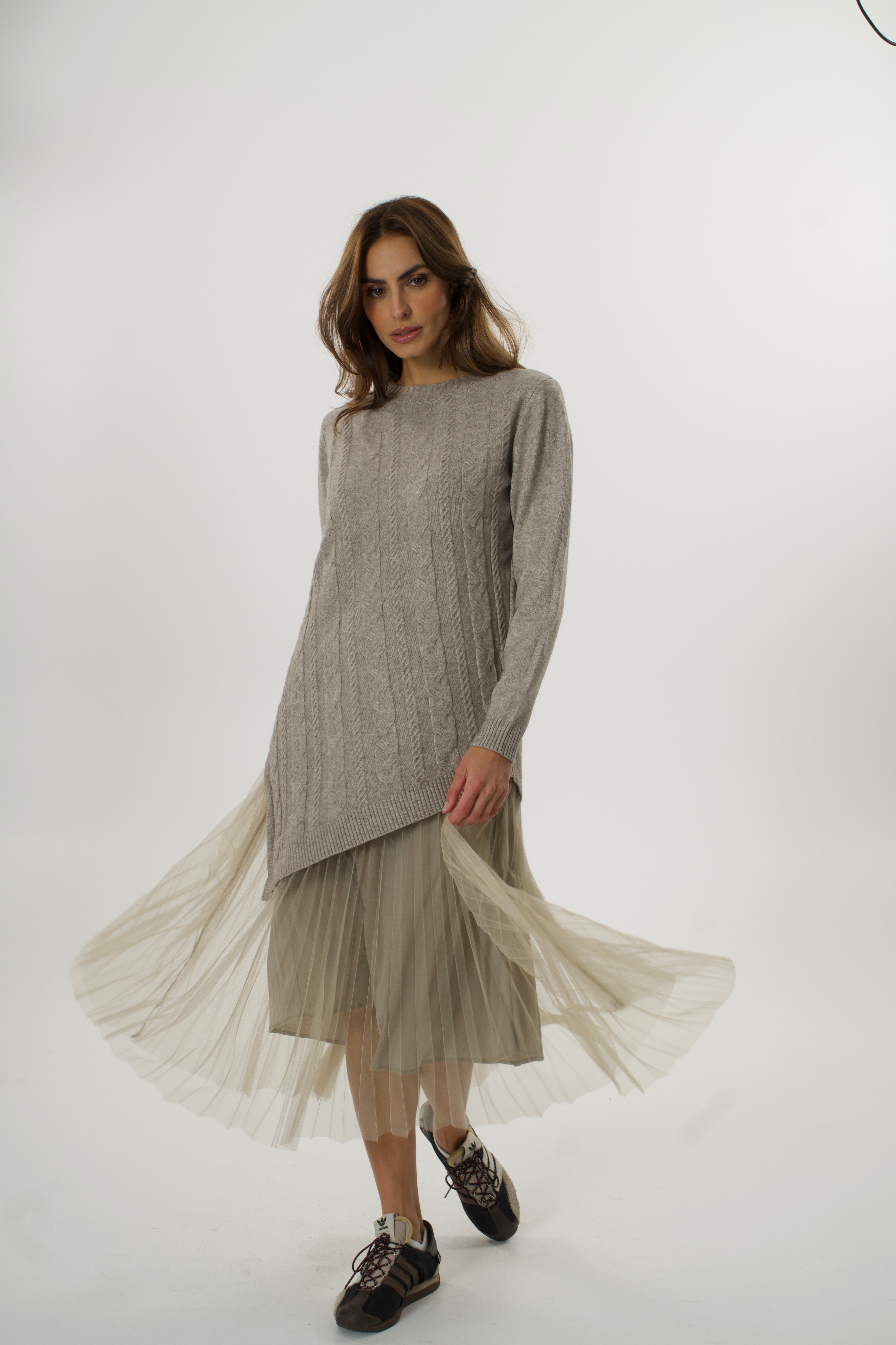 Pletena haljina sa tilom-više boja