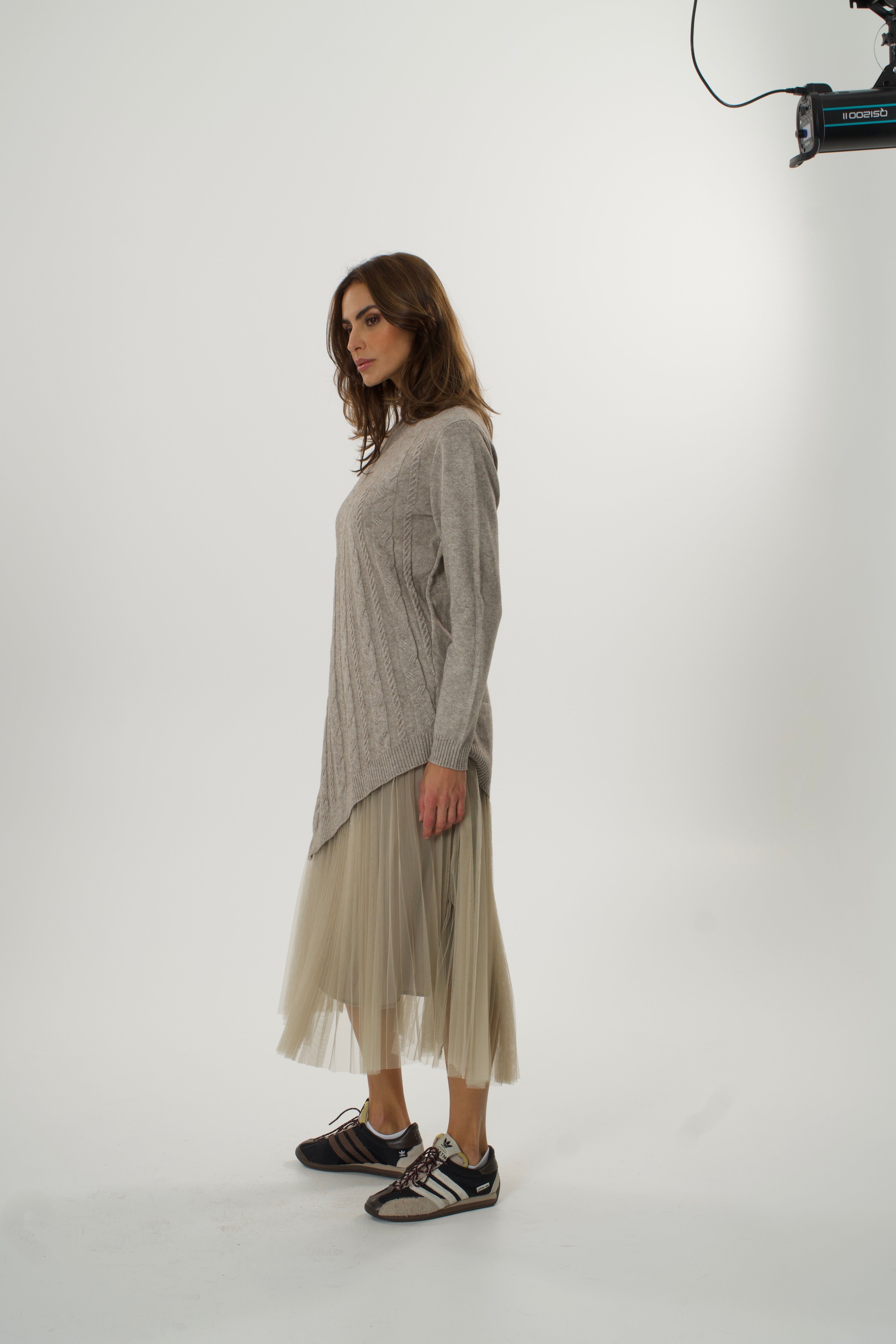 Pletena haljina sa tilom-više boja