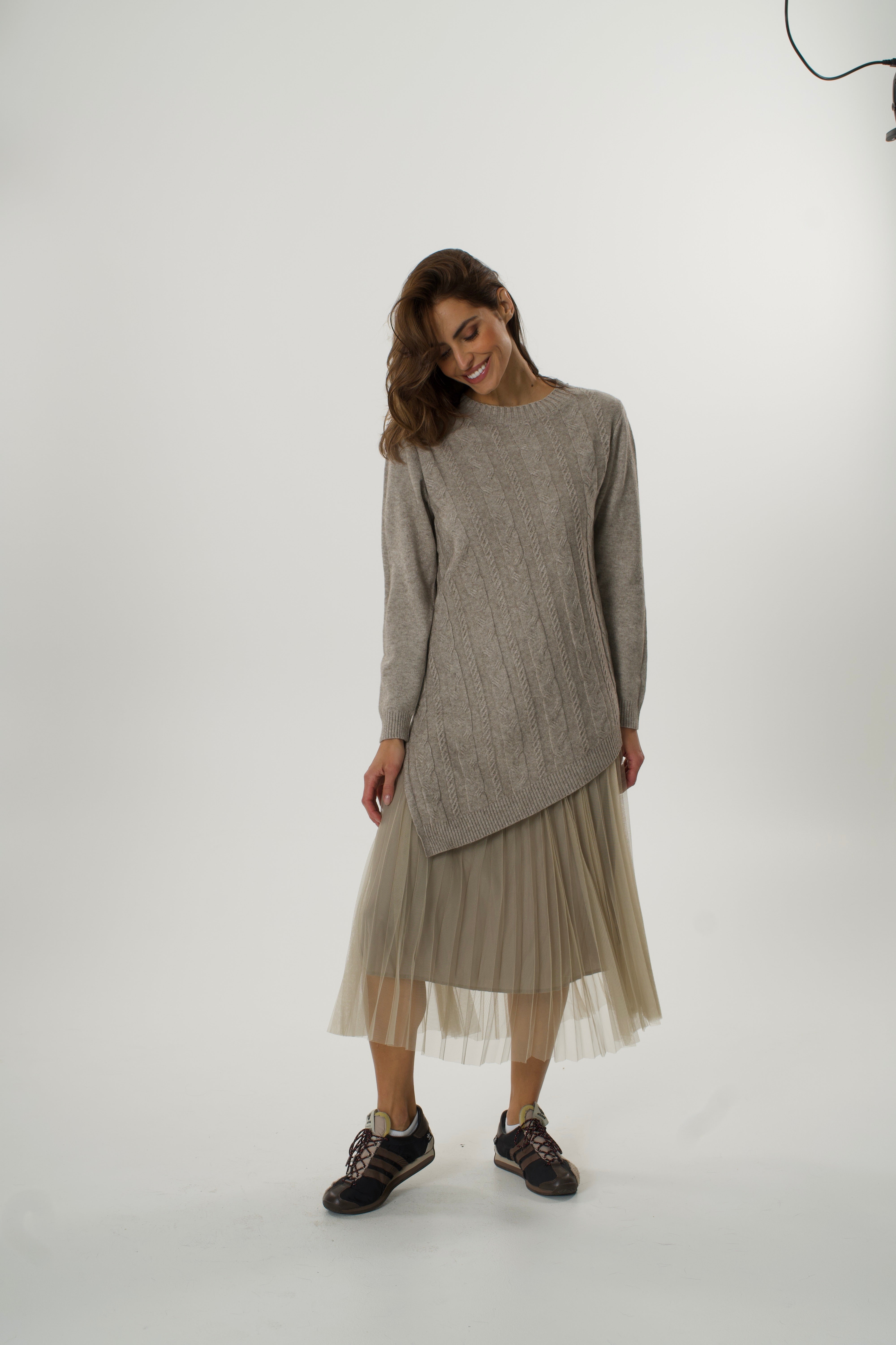 Pletena haljina sa tilom-više boja