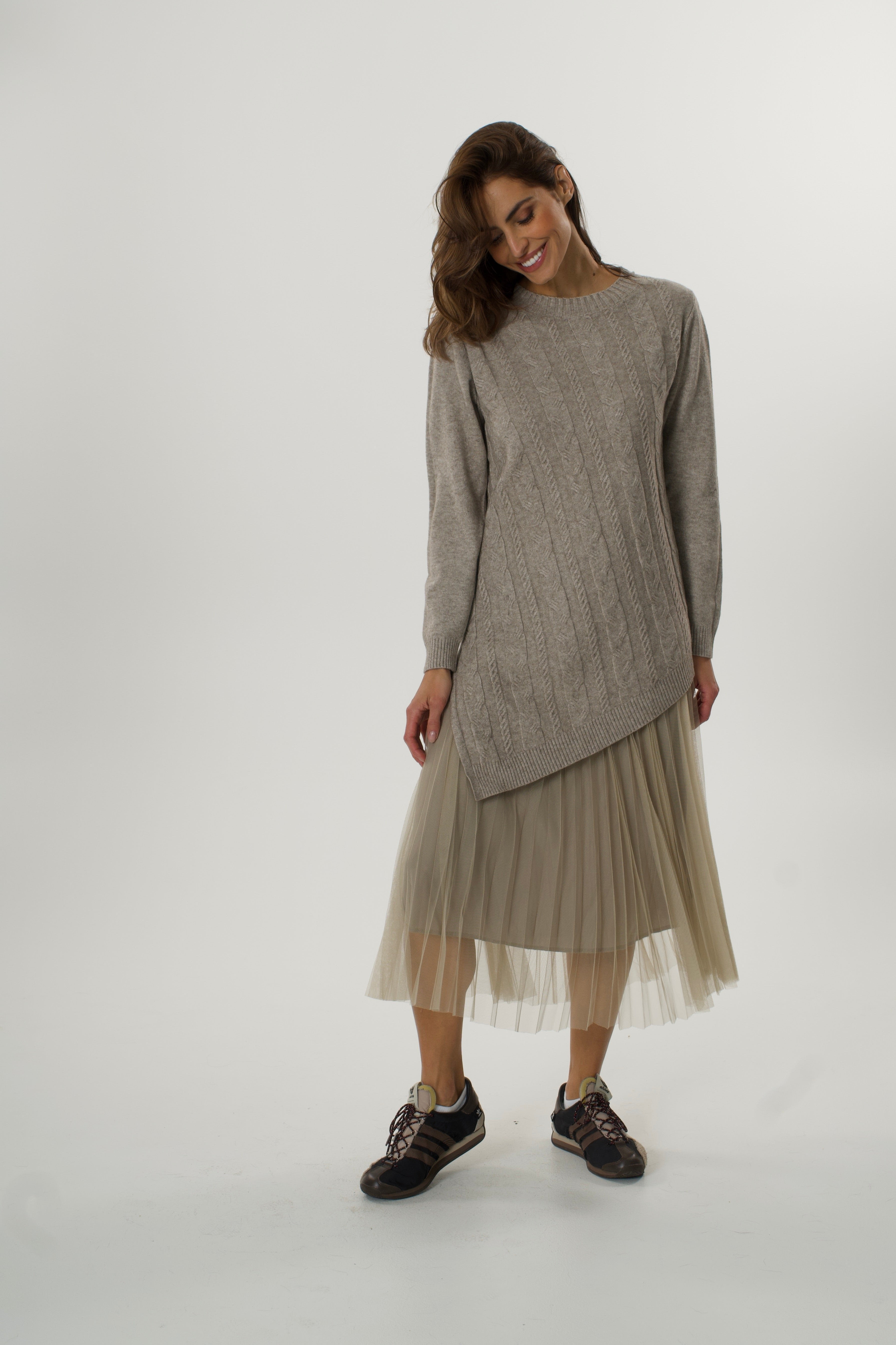 Pletena haljina sa tilom-više boja