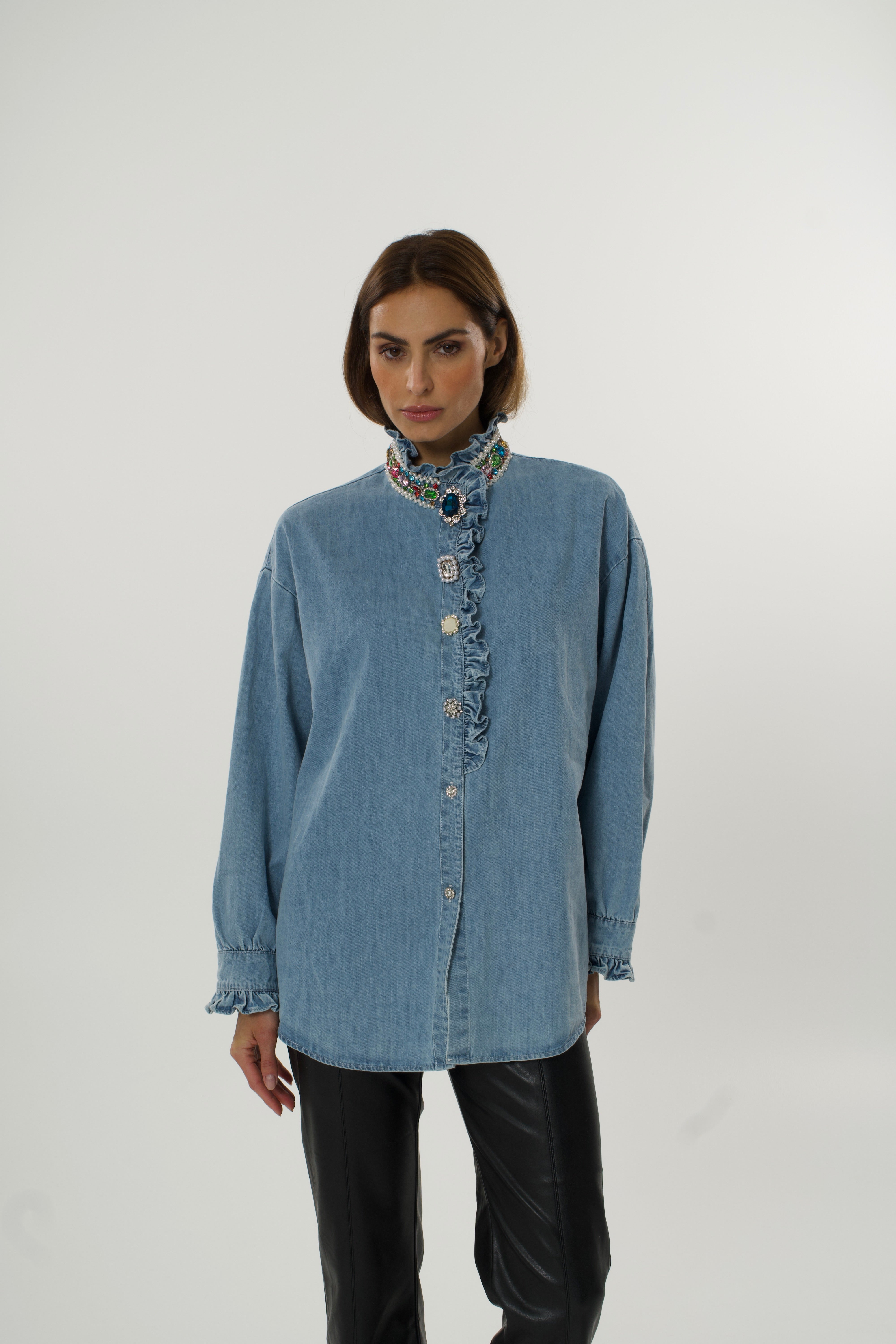 Plava denim košulja s volanima – Soft Statement