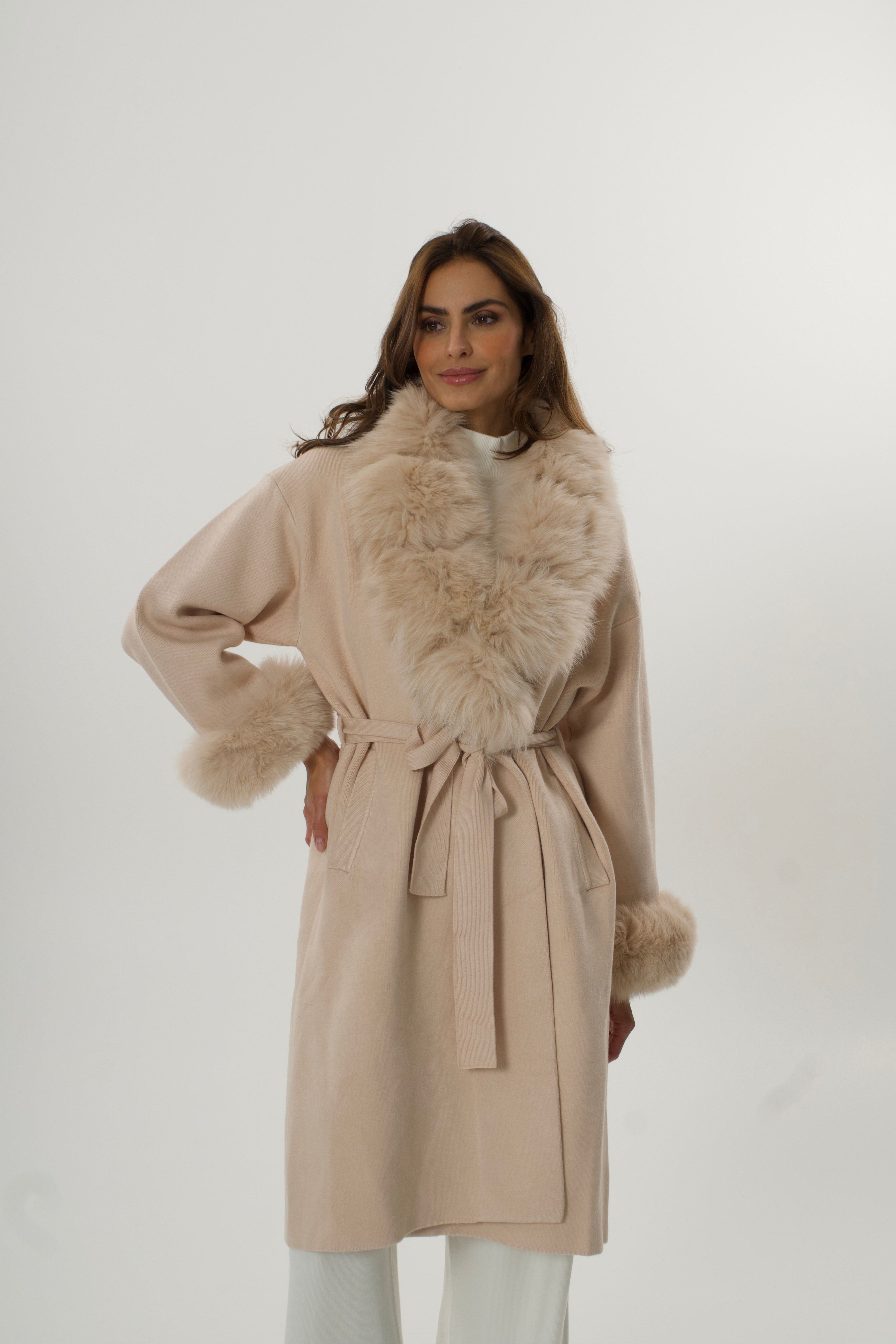 Kašmir mantil s krznom