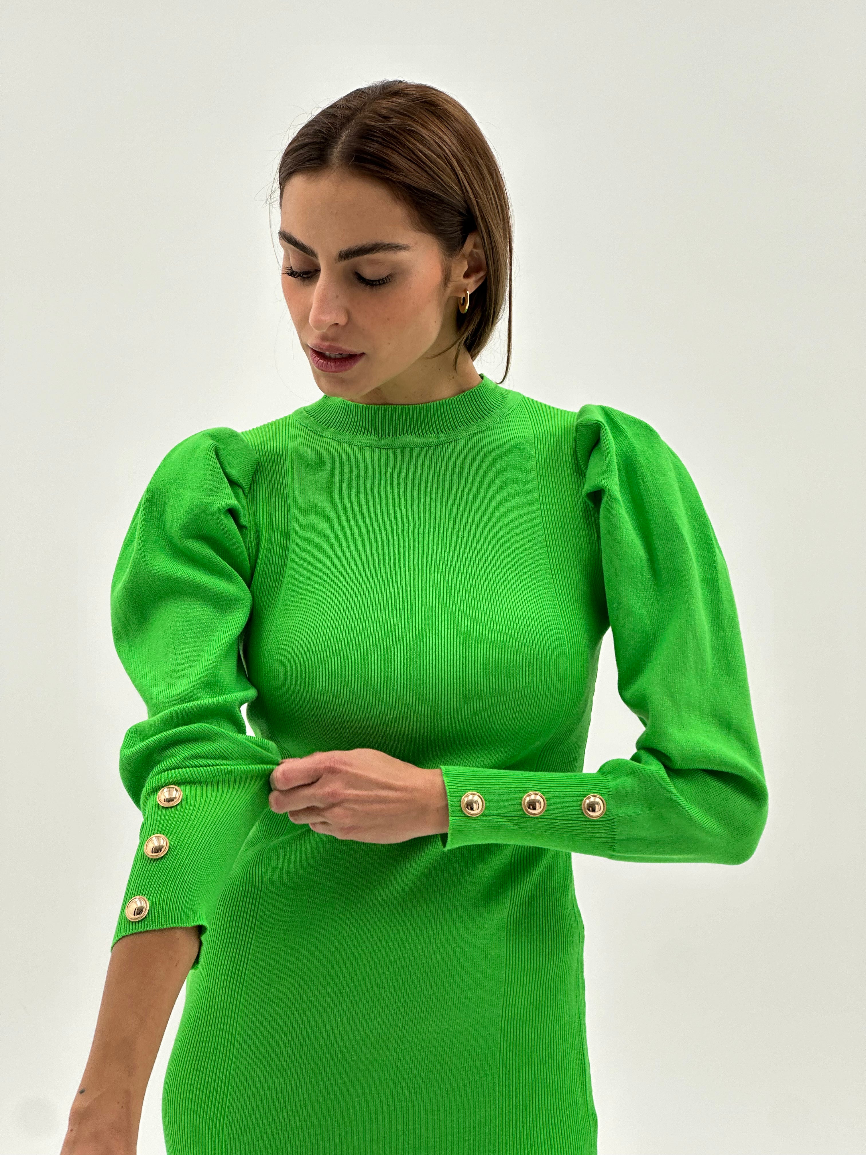 Rebrasta haljina s puf rukavima