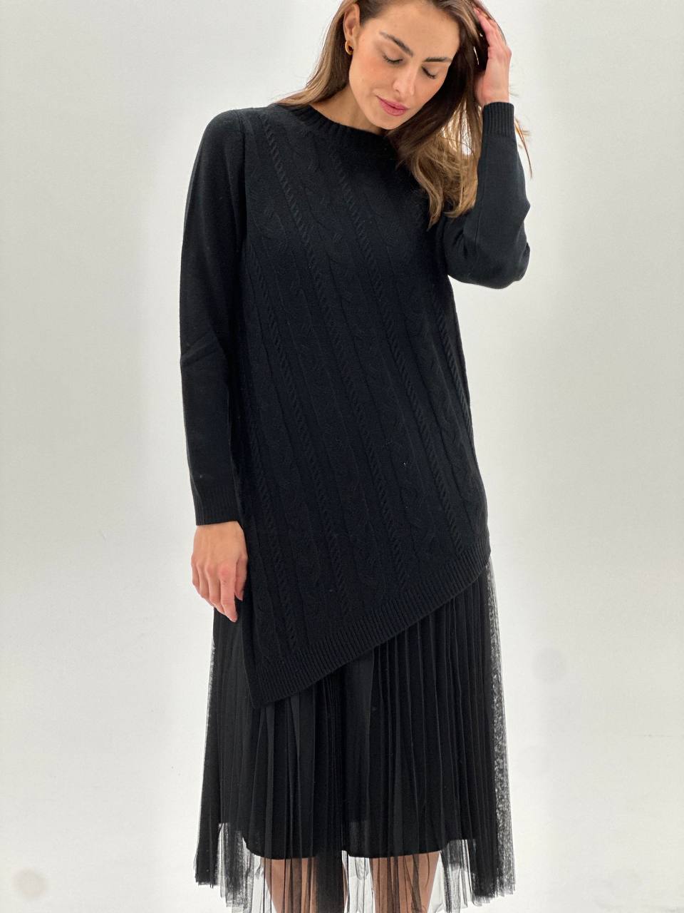 Pletena haljina sa tilom-više boja