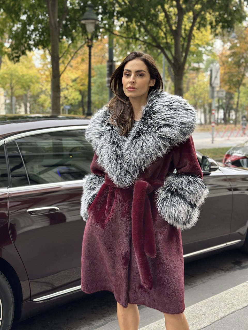 Statement Faux Fur Kaput – bordo