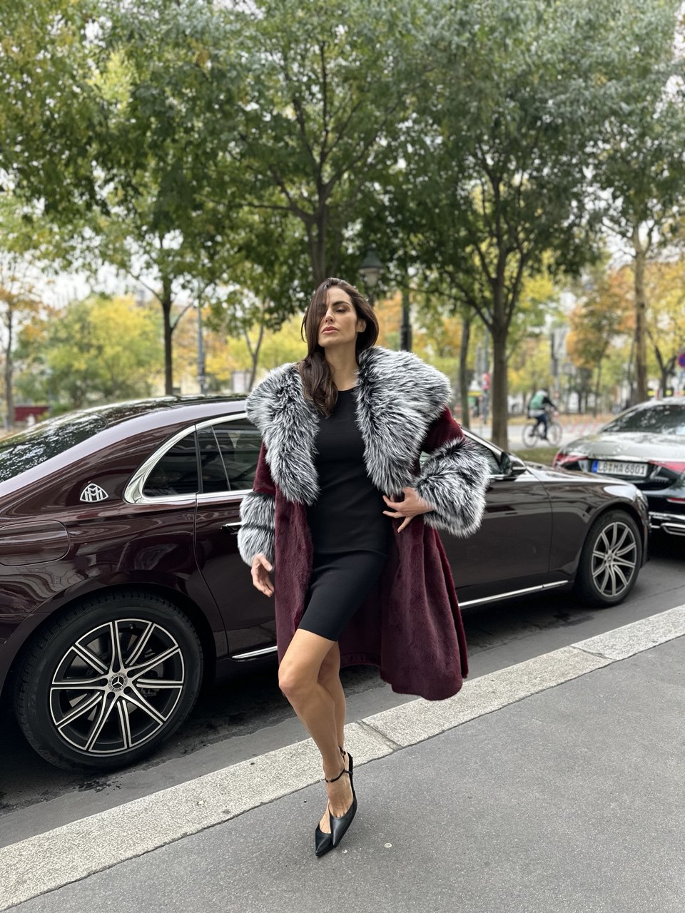 Statement Faux Fur Kaput – bordo