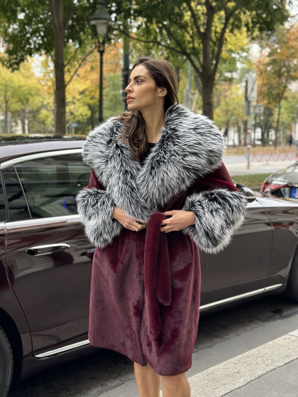 Statement Faux Fur Kaput – bordo