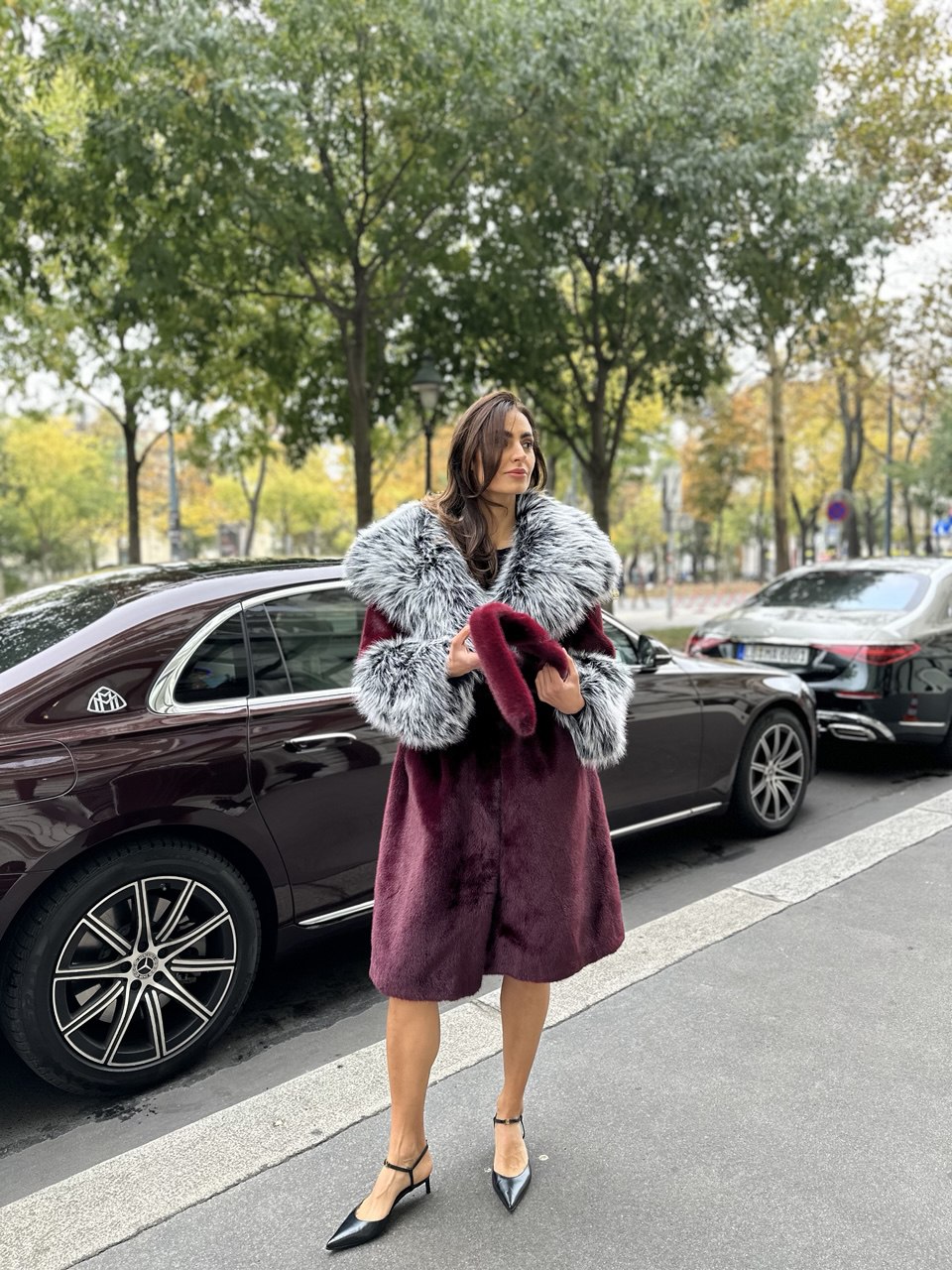 Statement Faux Fur Kaput – bordo