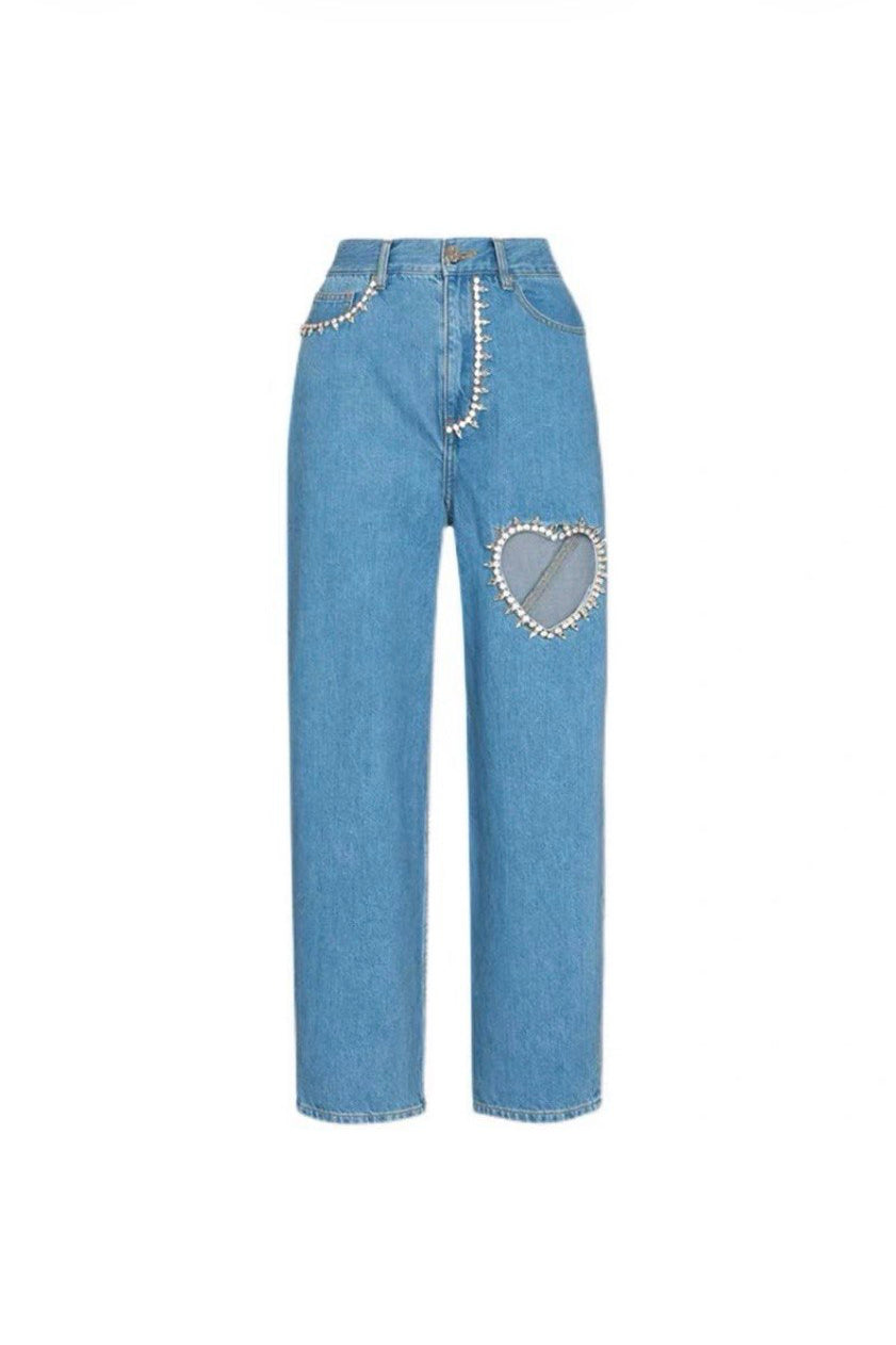 Plave traperice ravnog kroja s detaljem srca – Everyday Denim