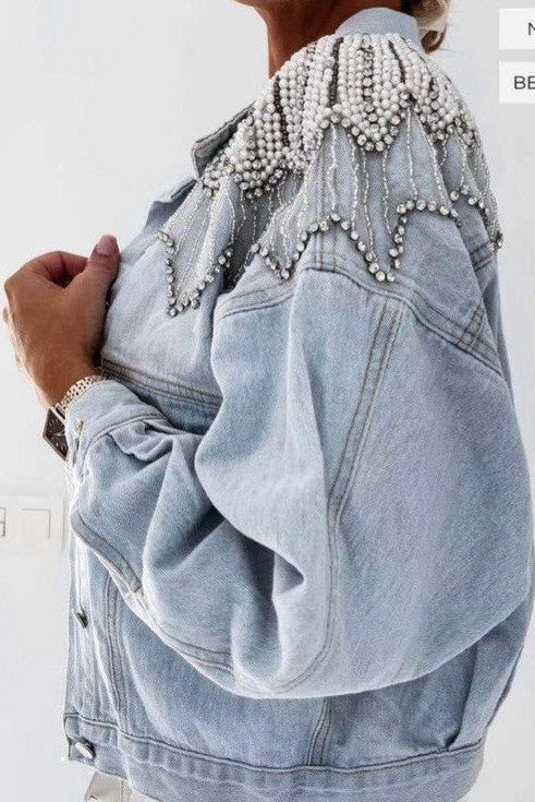 Bijela traper jakna s perlama – Italian Denim