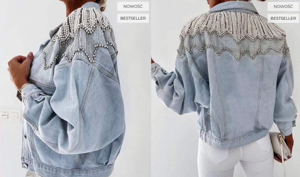 Bijela traper jakna s perlama – Italian Denim