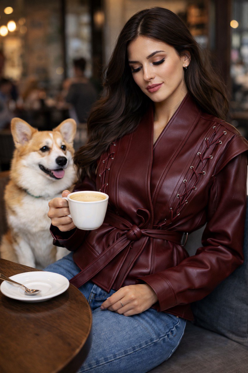 Bordo strukirana jakna od eko kože – Power Silhouette