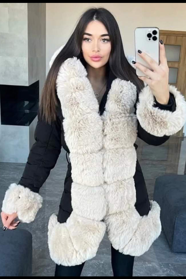 Crna luksuzna jakna s krznom – Vienna Glam Jacket