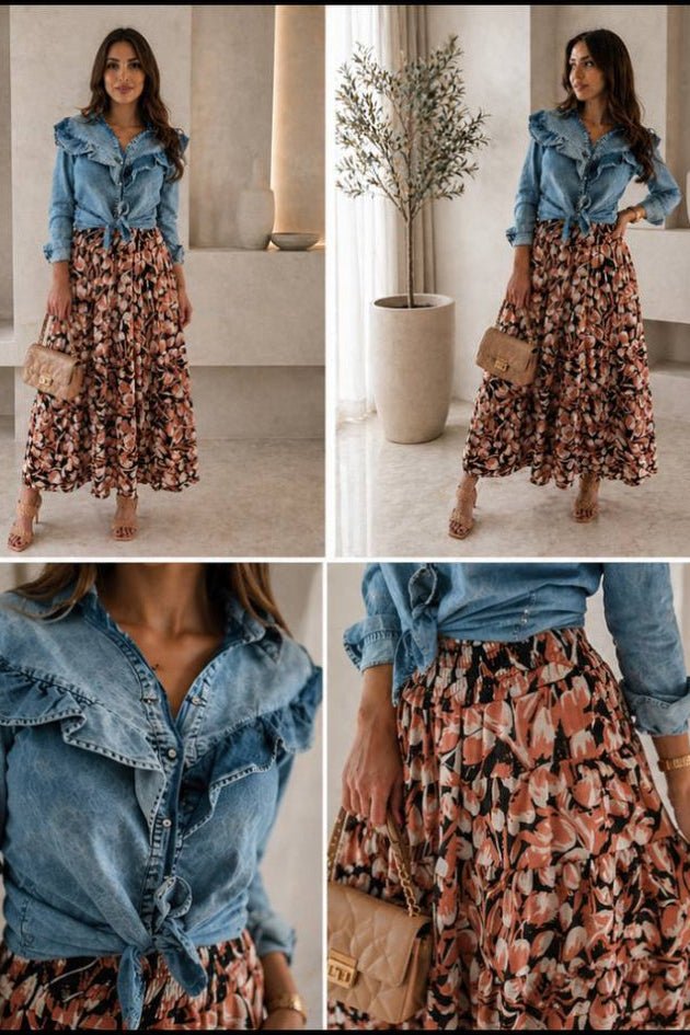 Denim košulja s volanima – Soft Chic look
