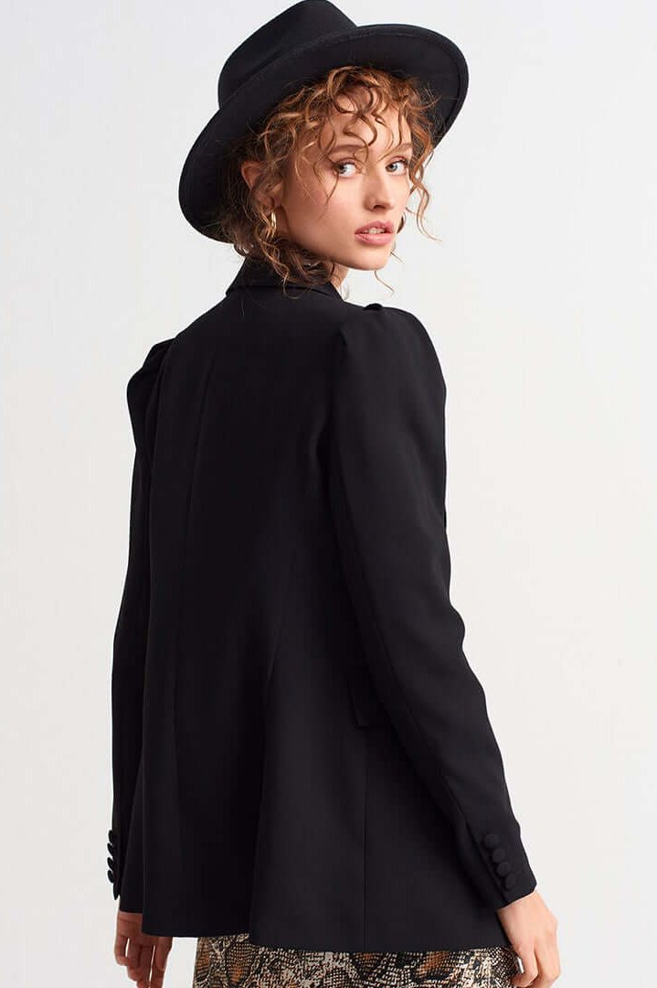 Crni strukturirani sako s dubokim izrezom – Power Classic